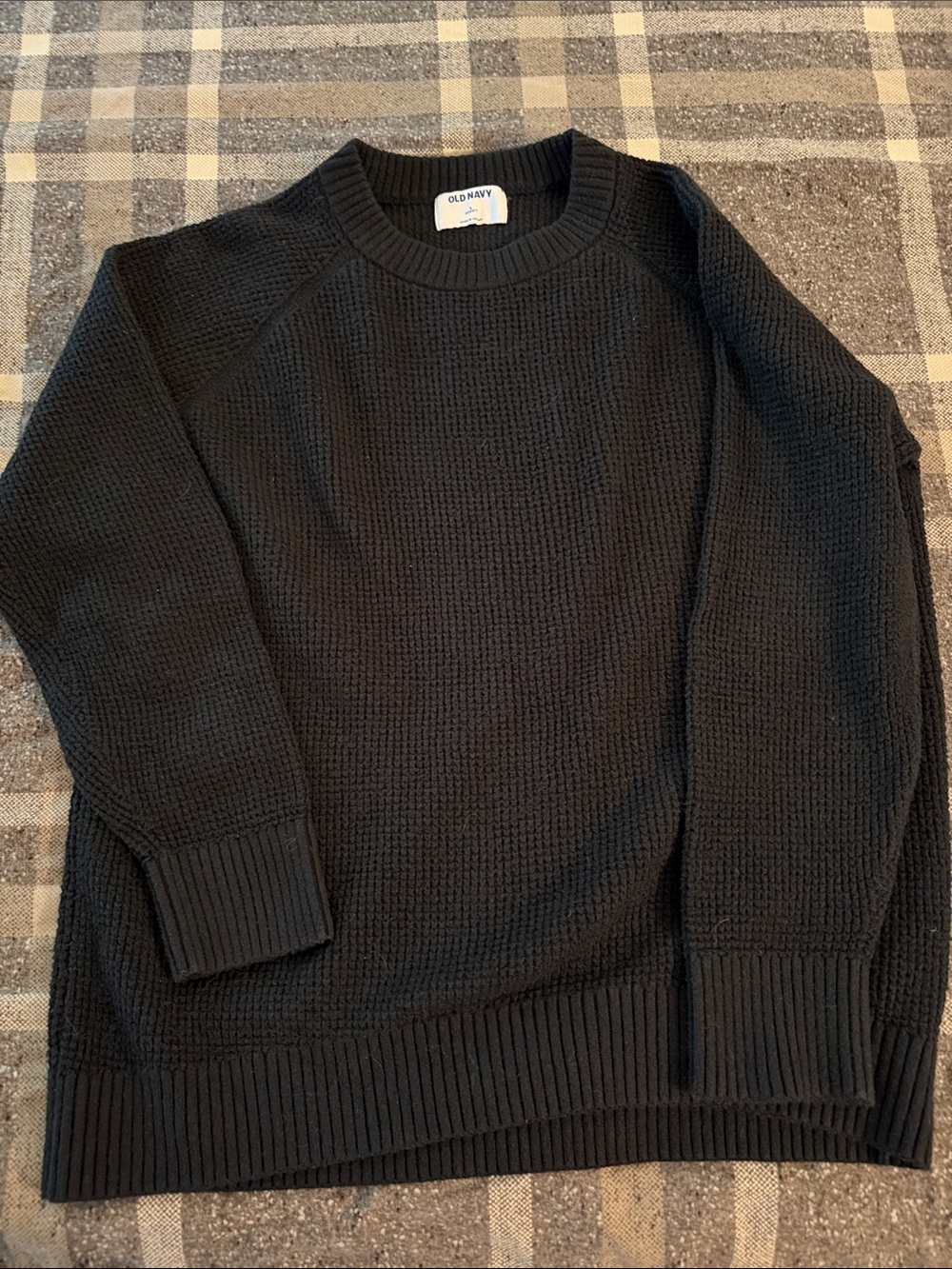 Old Navy Men’s Black Waffle Crewneck Sweater